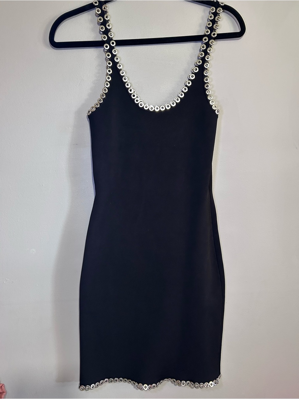 Alexander Wang Black Grommet Trim Bodycon Mini Dress Size S